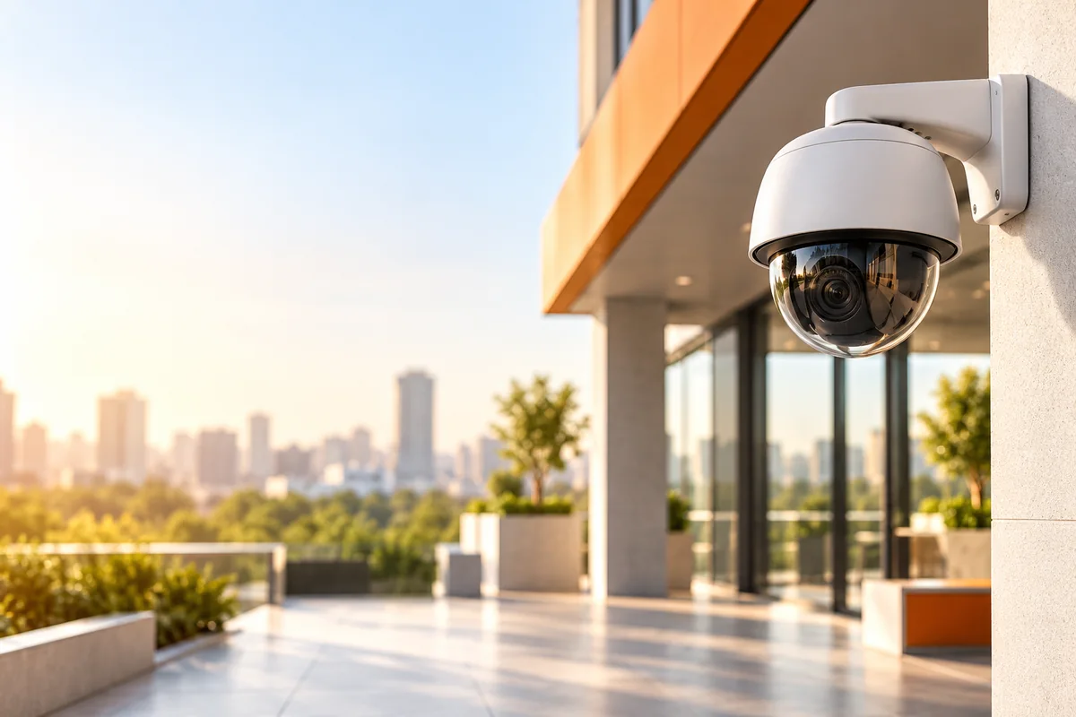 Κάμερα CCTV τύπου dome σε σύγχρονο κτίριο